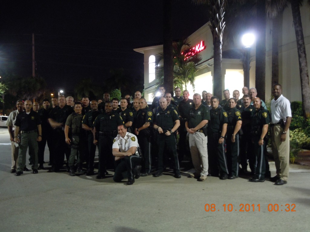 Members of the Broward Sheriff’s Office including Sheriff Al Lamberti, Colonel Tim Gillette, Captain Wayne Adkins, Captain Grandville, PC Sgt Tim Irvin and about 40 others 